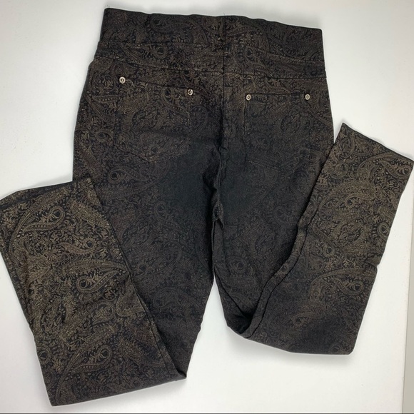 JOSEPH RIBKOFF  Black Paisley Stretchy Leggings size 10 - Picture 7 of 9